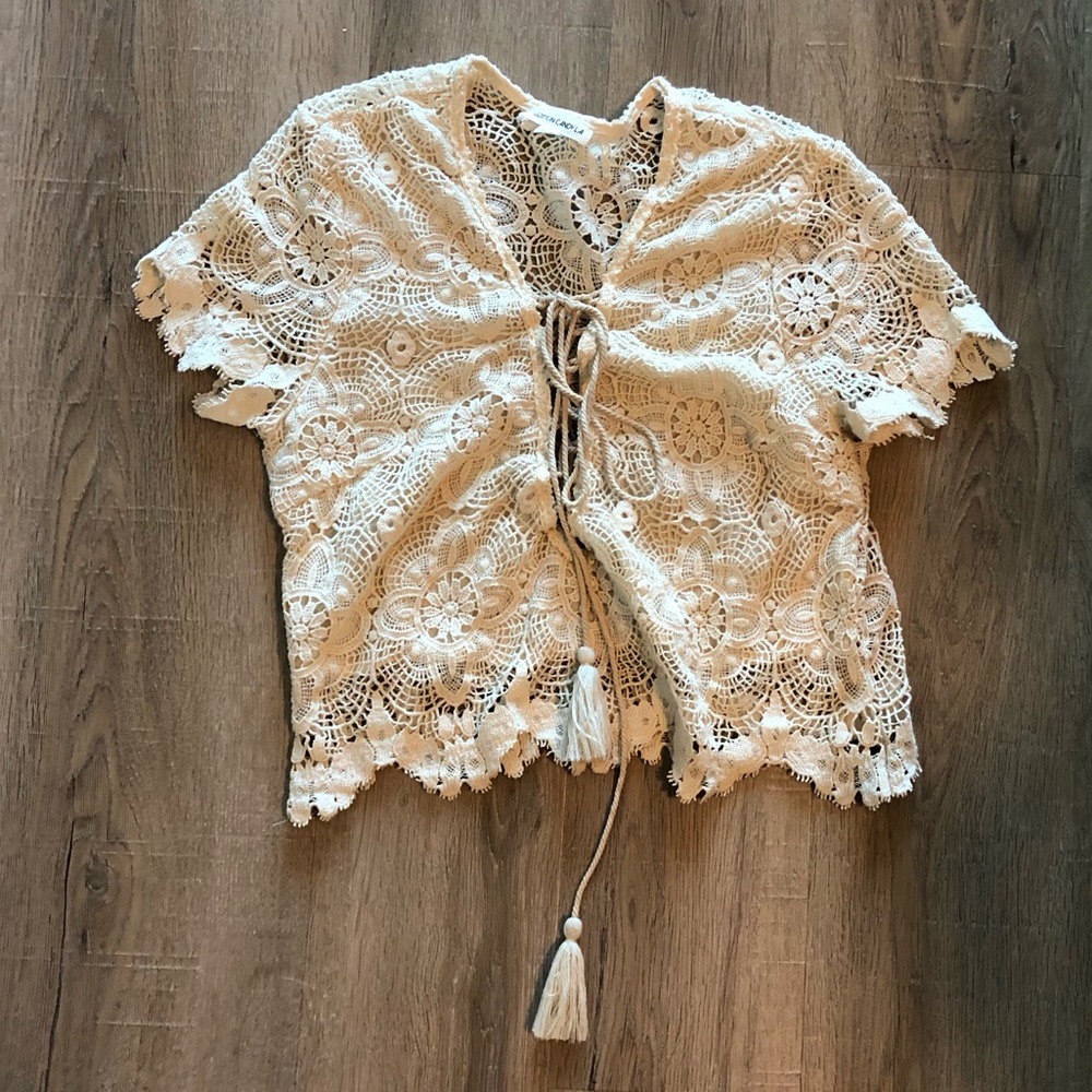 Lace tie up shirt